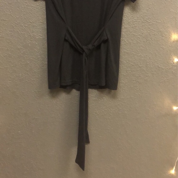 Women’s Black Ribbed Front Tie Top - Picture 3 of 5